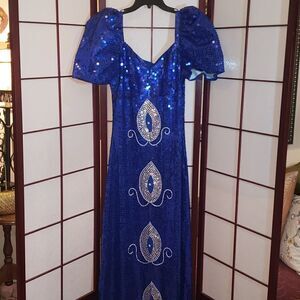 Gorgeous Handcrafted Royal Blue Sequin Maxi Dress